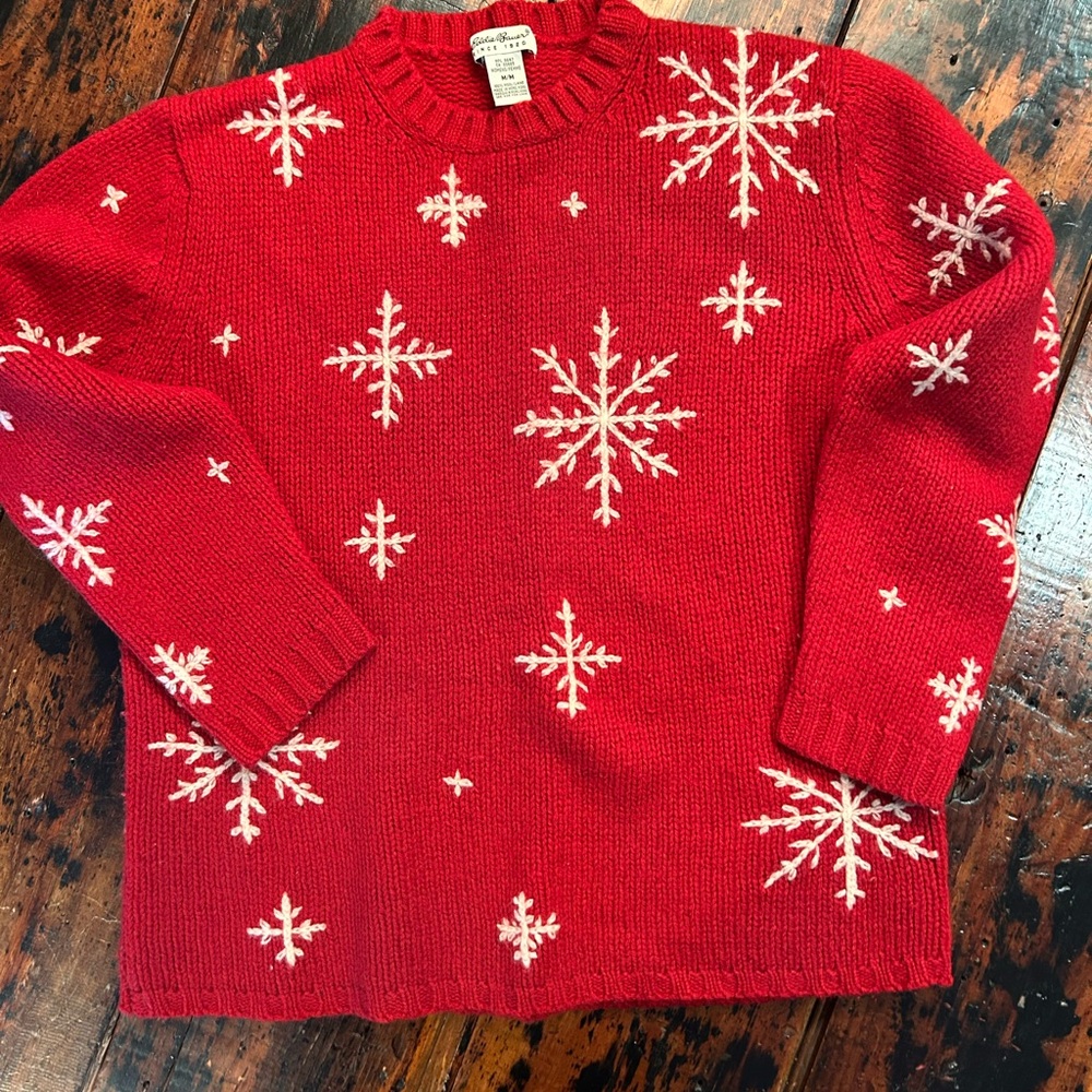 Eddie Bauer Vintage Red Snowflake Sweater